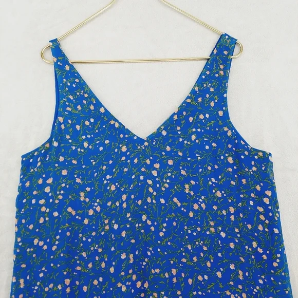 Charles Henry Ditsy Floral Shift Flowy Spring Summer Boho Blue Dress P3572 - Picture 4 of 8